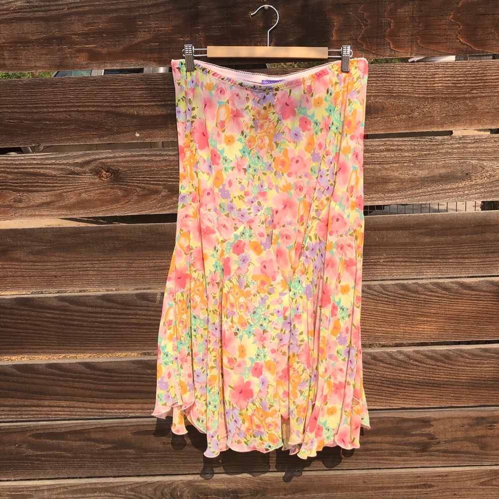 ***SOLD***Pink and yellow Flowey floral skirt 1X